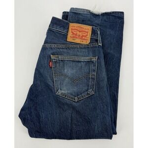Levis 501 Jeans Mens 36x25 Blue Straight Leg Button Fly Crop Jorts Hemmed‎